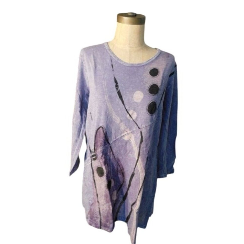 Jess & Jane Size S Small Distressed Tik Tak Artsy Boutique Top NWT